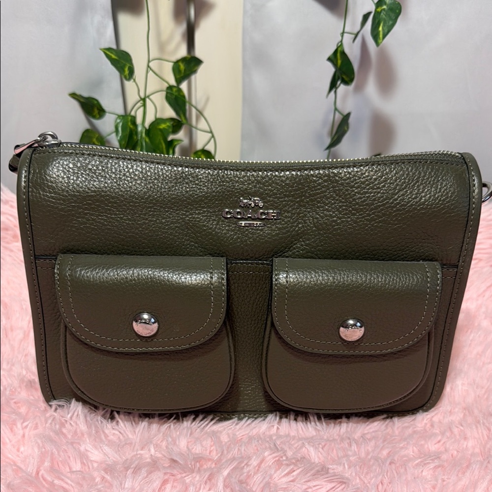 Coach Olive Green Leather Crossbody Bag